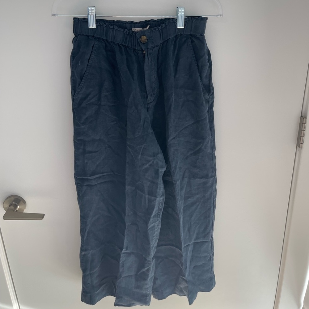 Faherty Navy Linen Pants